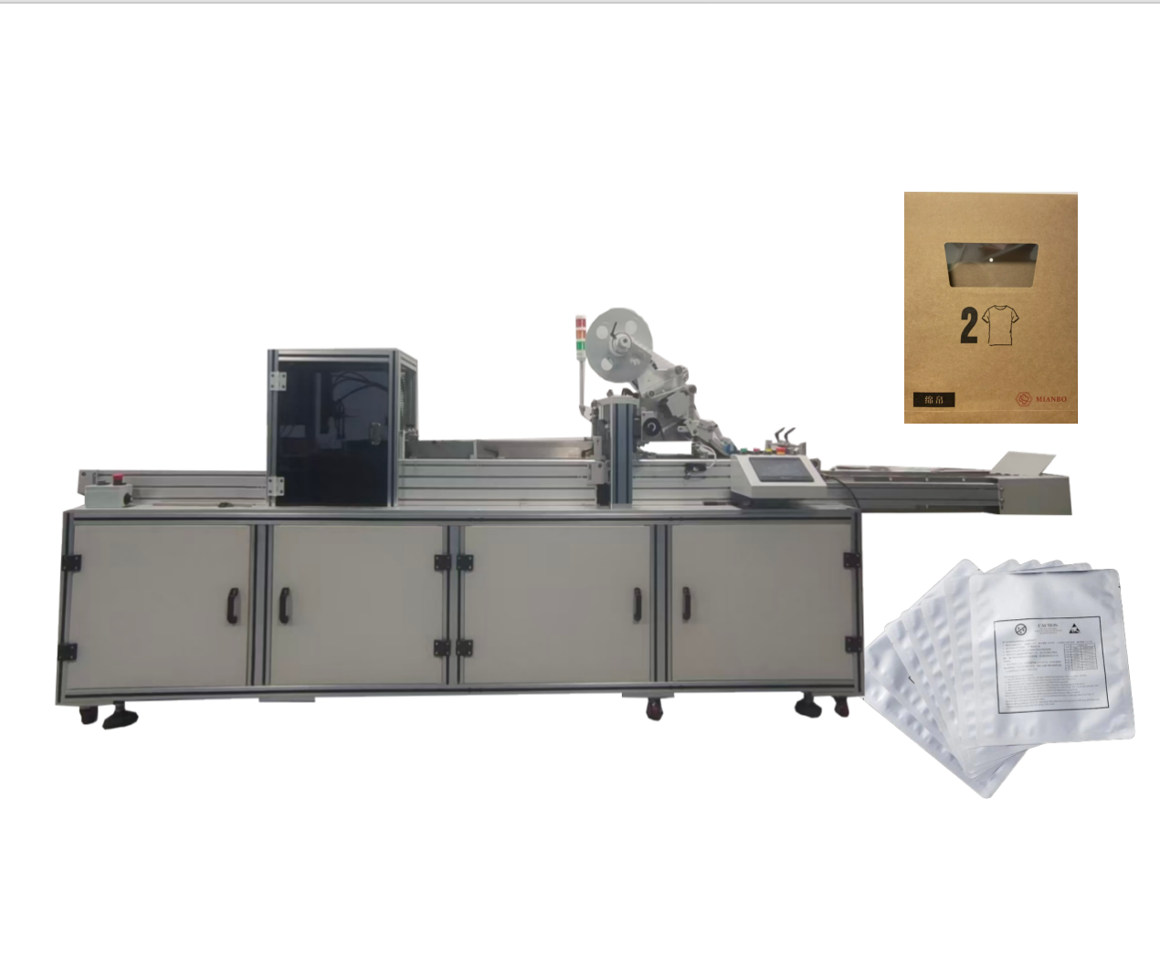 Plastic bag labeling equipment